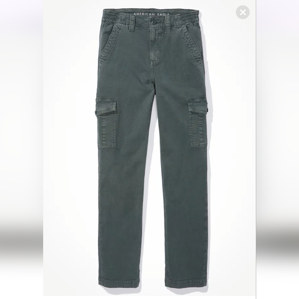 American Eagle Outfitters Stretch Cargo Straight Leg Pants 6 Army Green Utility